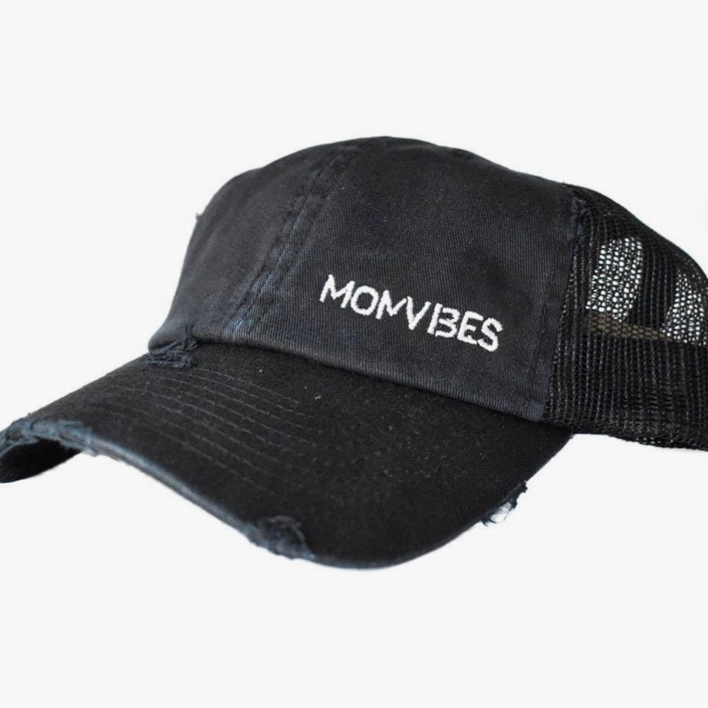Black 'Mom Vibes' Trucker Hat